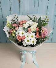 Букет цветов из:  Розы, Лизиантусы и Хризантемы в Губино
