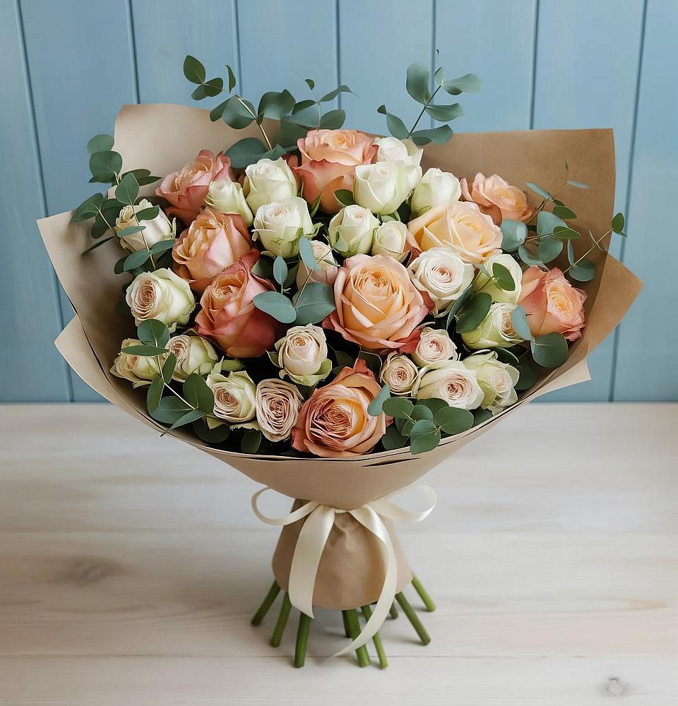 Букет цветов из: Альстромерии и Розы в Губино