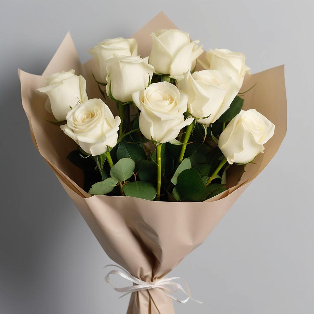 Букет 9 Белых роз Эдлесс Лав в Губино