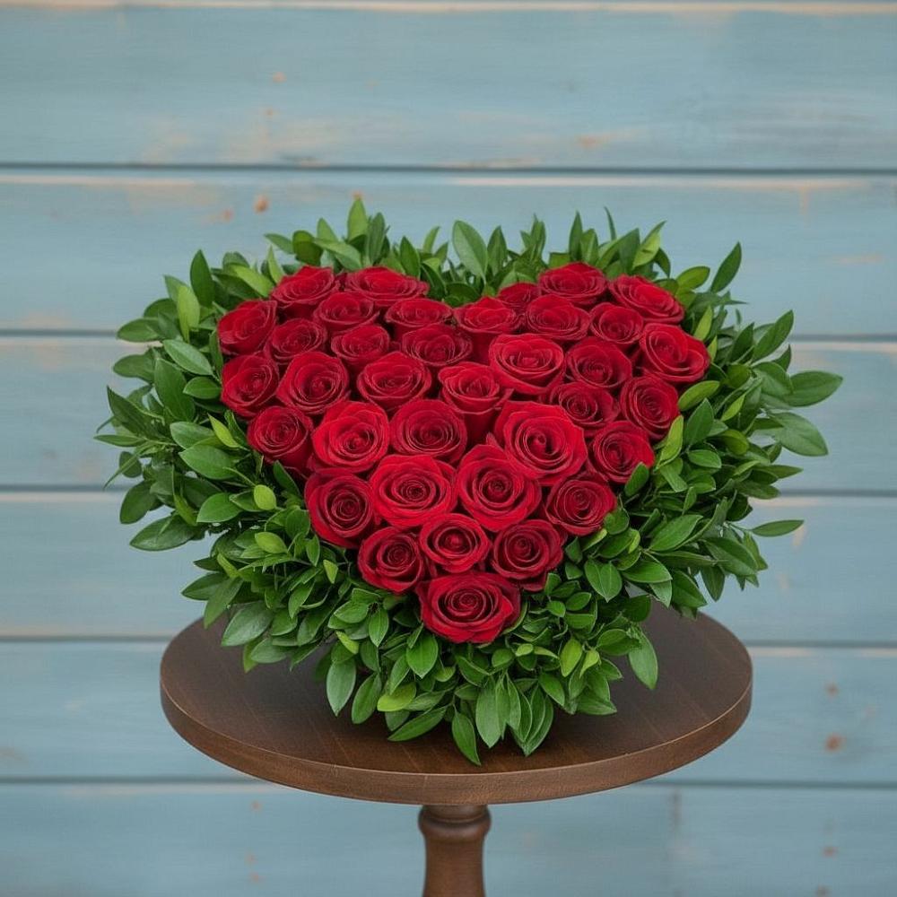 Цветочная композиция из Розы в виде сердца в Губино