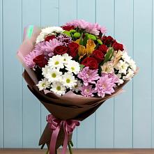 Букет цветов из:  Розы, Хризантемы и Альстромерии в Губино