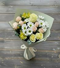 Букет цветов из:  Альстромерии, Розы и Хризантемы в Губино